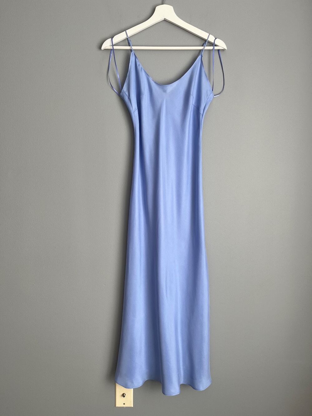 J.Crew NWT $148 Women's Gwyneth Cupro Slip Midi Dress Fountain Mist Blue 4 CV632